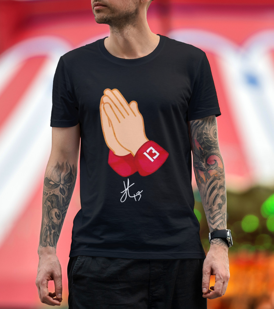 Jordan Travis Signature Praying Hands Number 13 Autograph T-Shirt