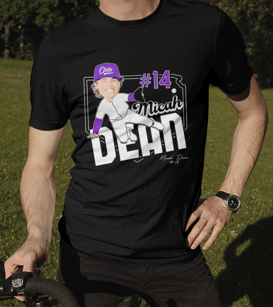 Micah Dean #14 Kansas State Wildcats Cats Infielder Signature T-Shirt
