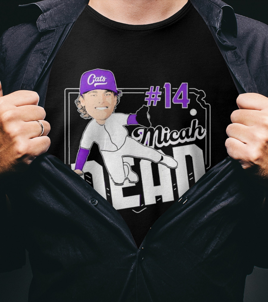 Micah Dean #14 Kansas State Wildcats Cats Infielder Signature T-Shirt
