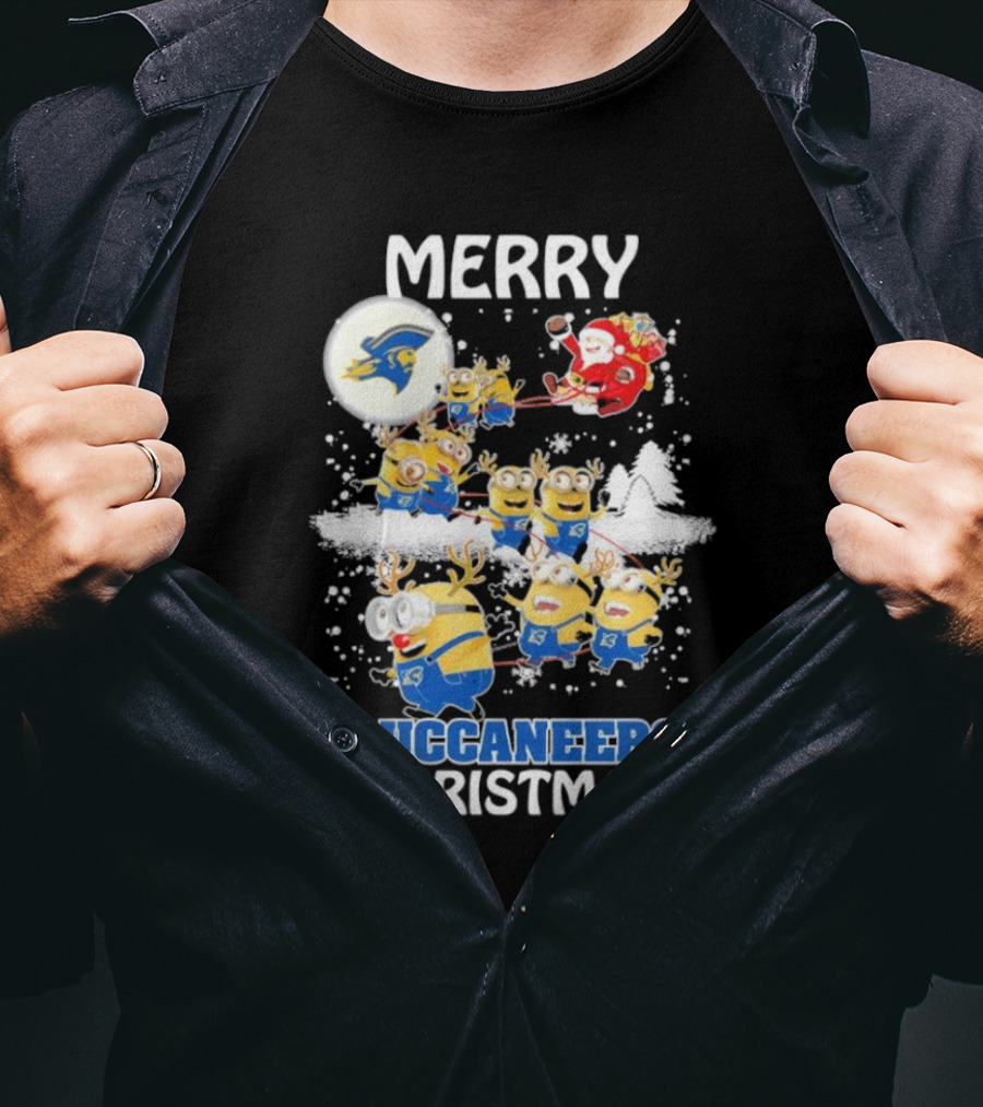Merry Buccaneers Christmas Minions East Tennessee State Santa T-Shirt