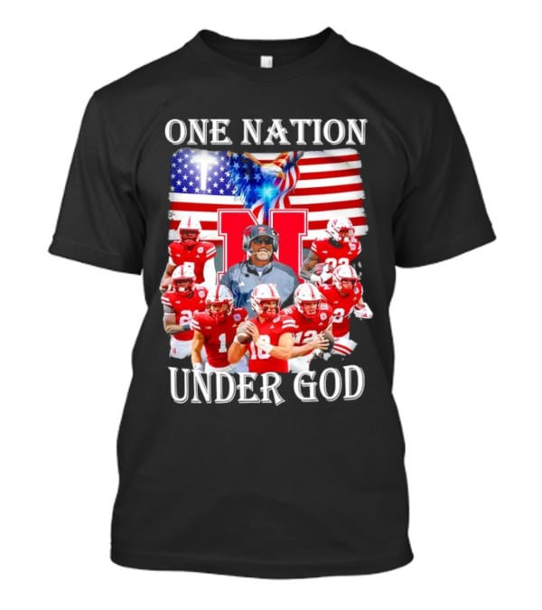 One Nation Under God Nebraska Cornhuskers USA Flag T-Shirt