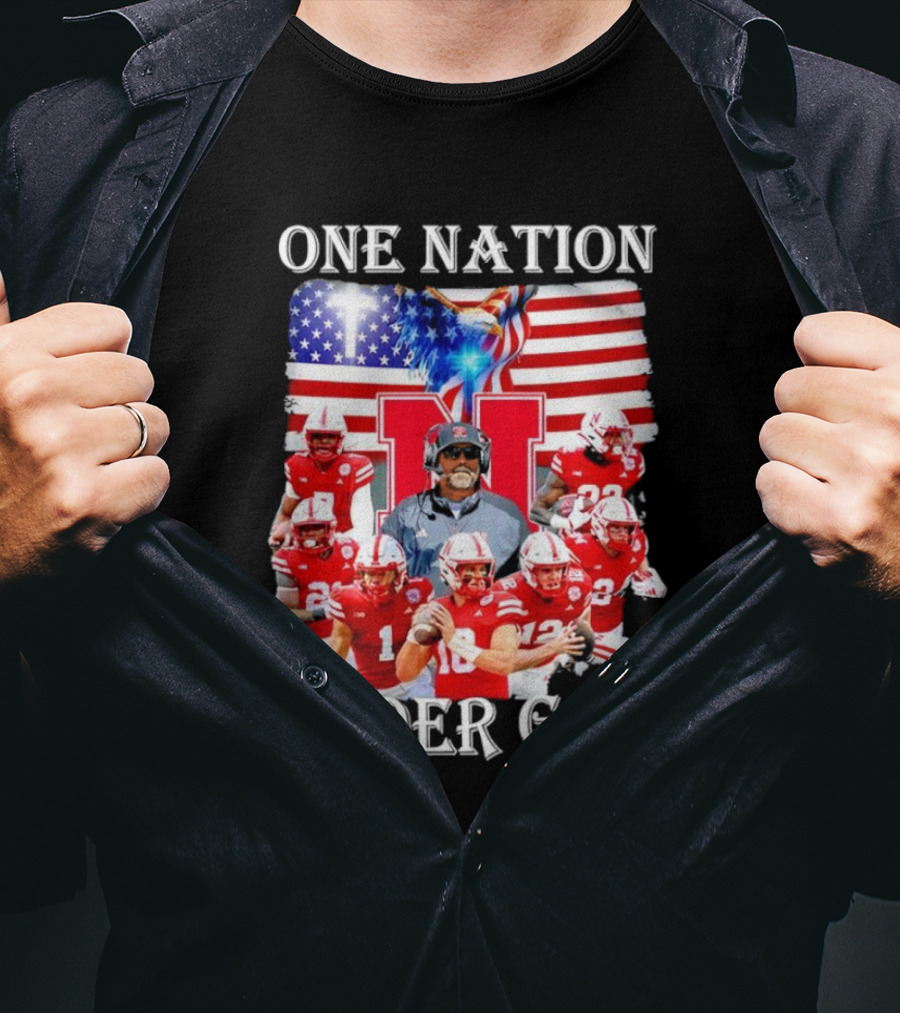 One Nation Under God Nebraska Cornhuskers USA Flag T-Shirt
