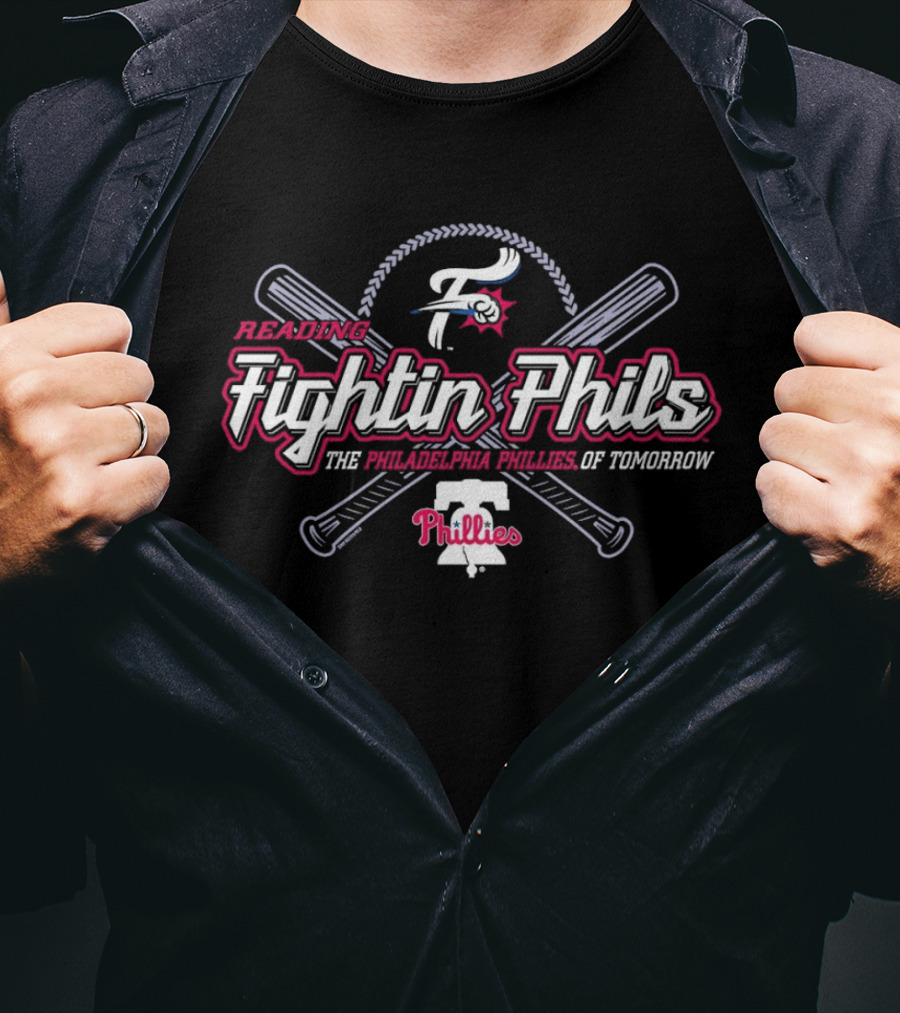 Reading Fightin Phils Philadelphia Phillies Of Tomorrow Phillies Logo With Crossed Bats T-Shirt