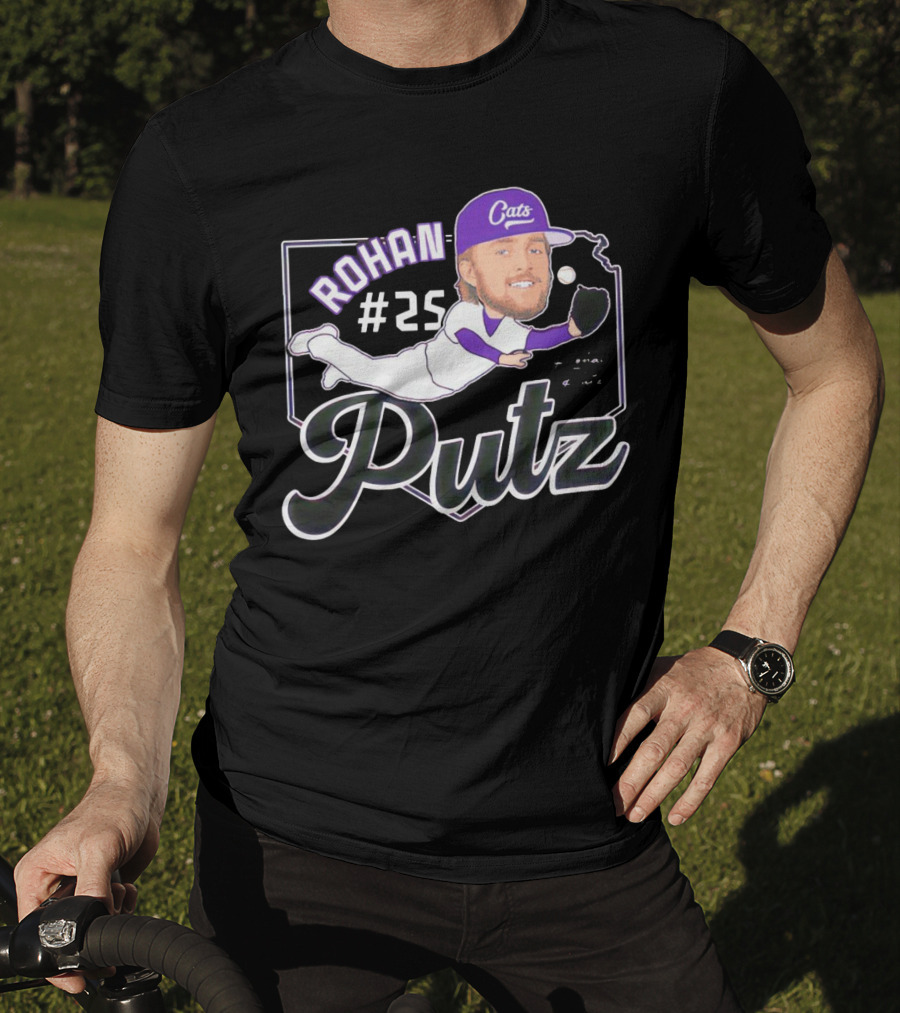 Rohan Putz #25 Kansas State Wildcats Cats Outfielder Signature T-Shirt