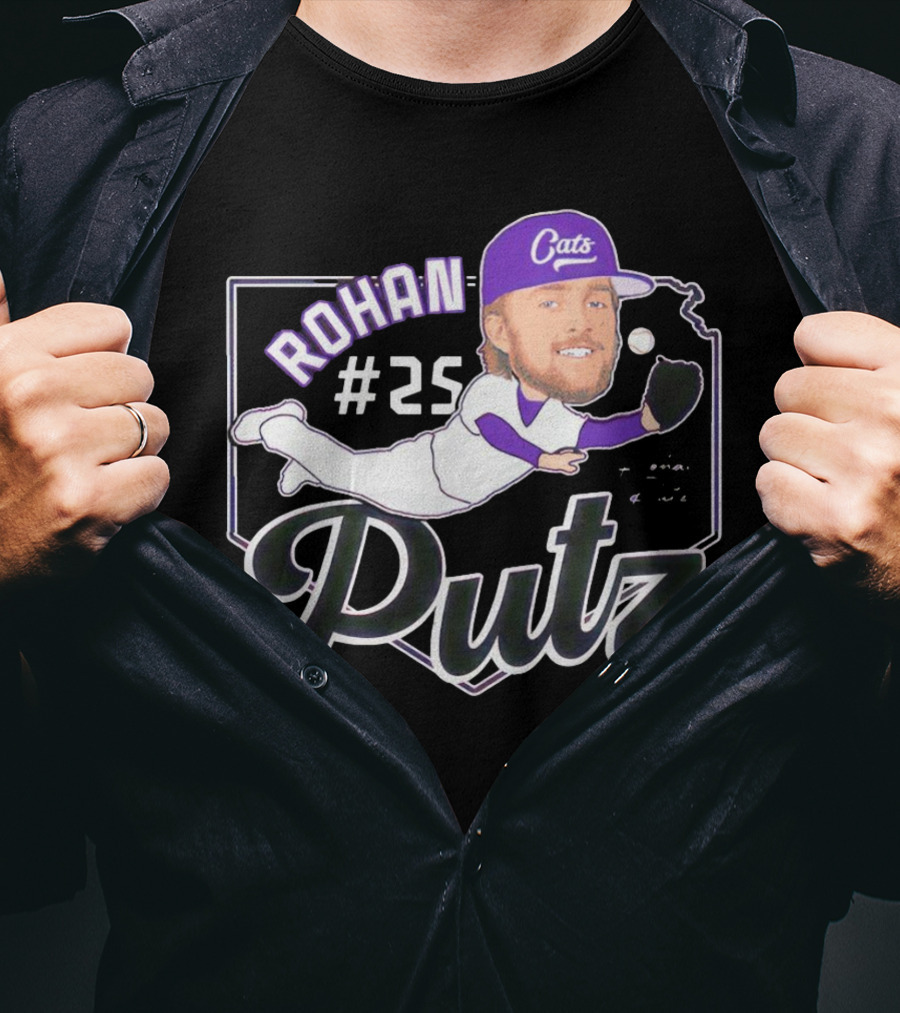 Rohan Putz #25 Kansas State Wildcats Cats Outfielder Signature T-Shirt