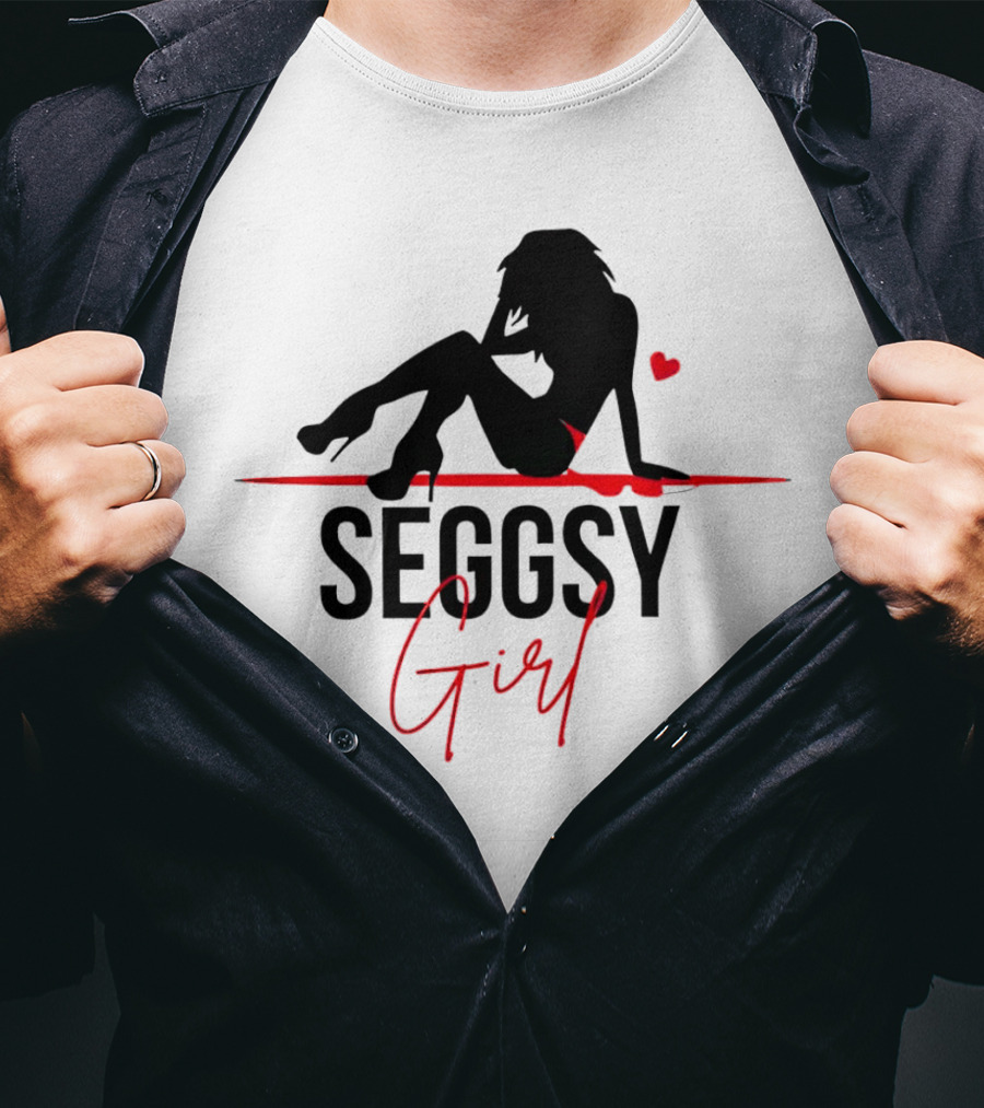 Seggsy Girl Silhouette With Heart And Red Accents T-Shirt
