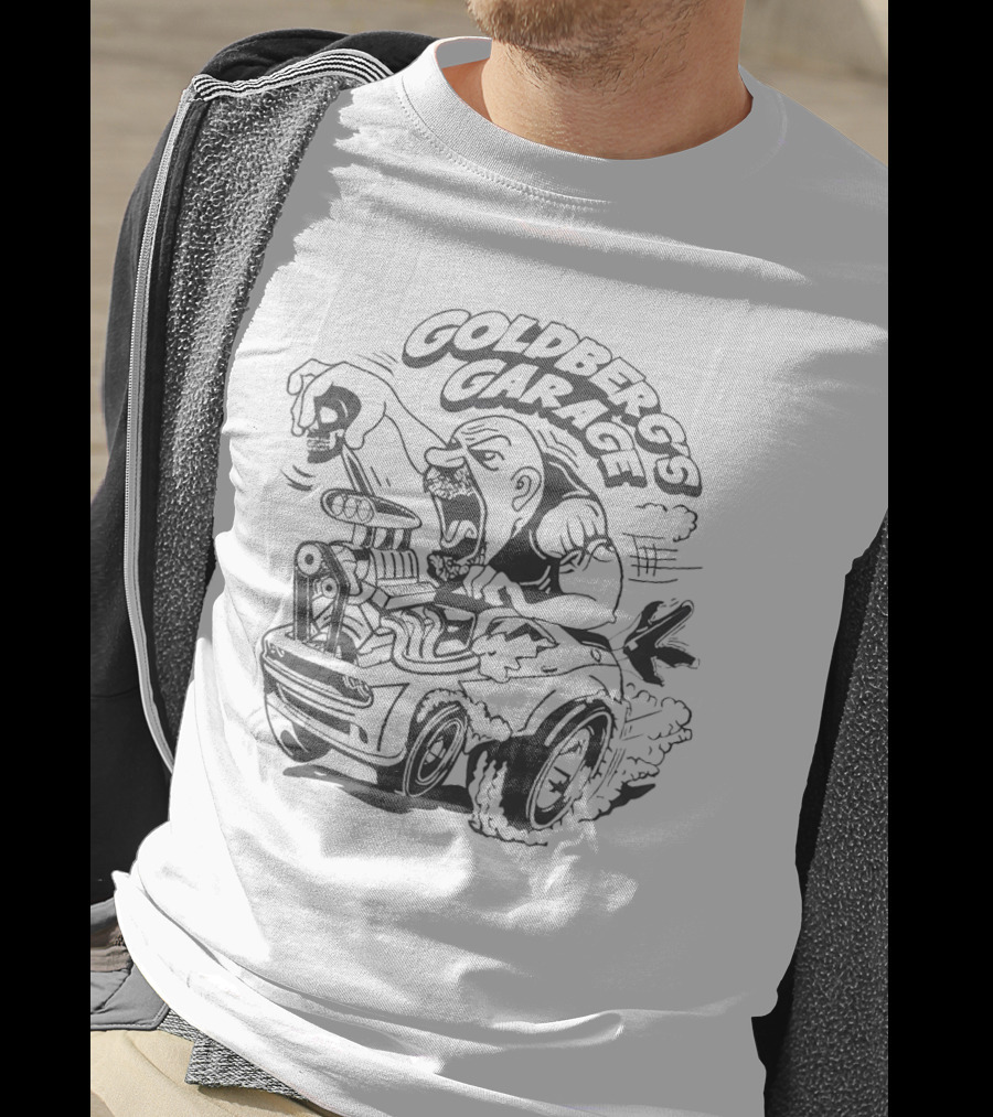 Goldberg's Garage Speed Demon Skull Hot Rod T-Shirt
