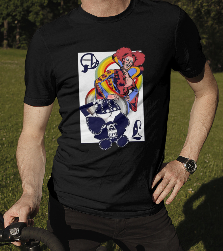 Jimbo Queen Of Hearts Playing Card Rainbow Drag T-Shirt