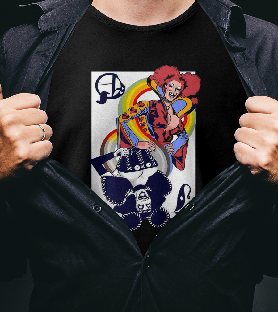 Jimbo Queen Of Hearts Playing Card Rainbow Drag T-Shirt
