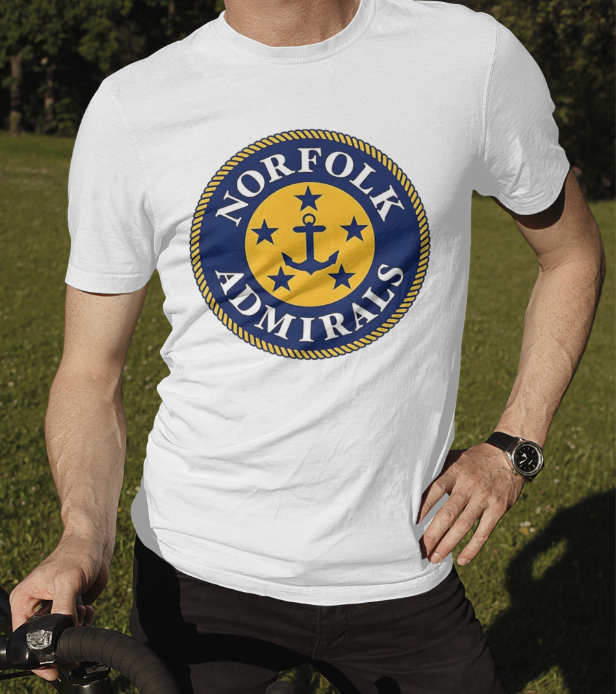 Norfolk Admirals Anchored Stars Emblem Navy Yellow T-Shirt