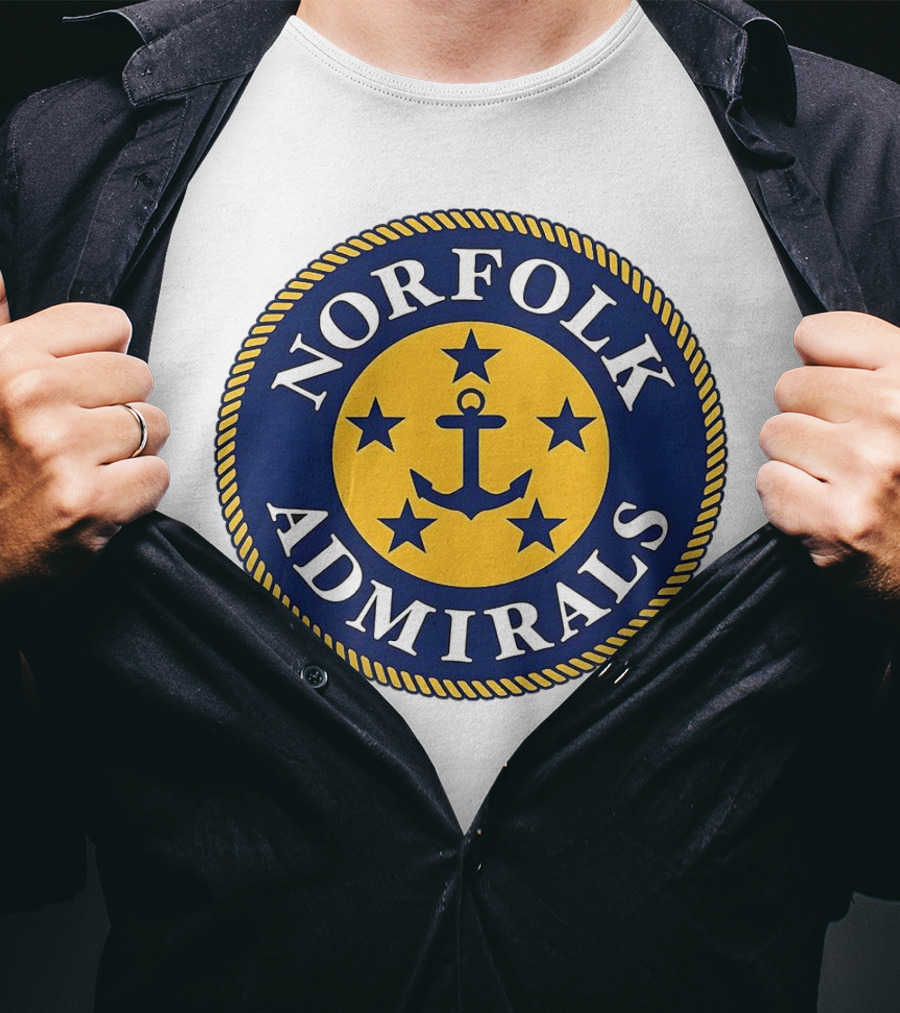 Norfolk Admirals Anchored Stars Emblem Navy Yellow T-Shirt