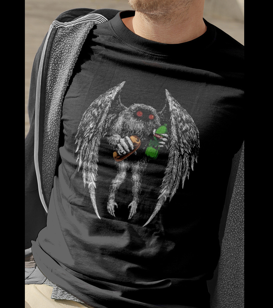 Threat Llama Appalachian Guardian Mothman Holding Sub And Soda T-Shirt