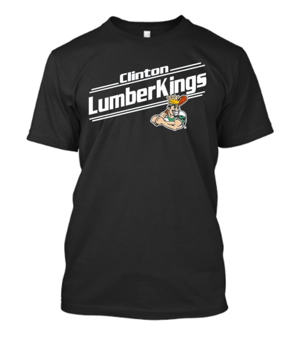 Clinton LumberKings Baseball Team Logo With Lumberjack Holding Bat T-Shirt