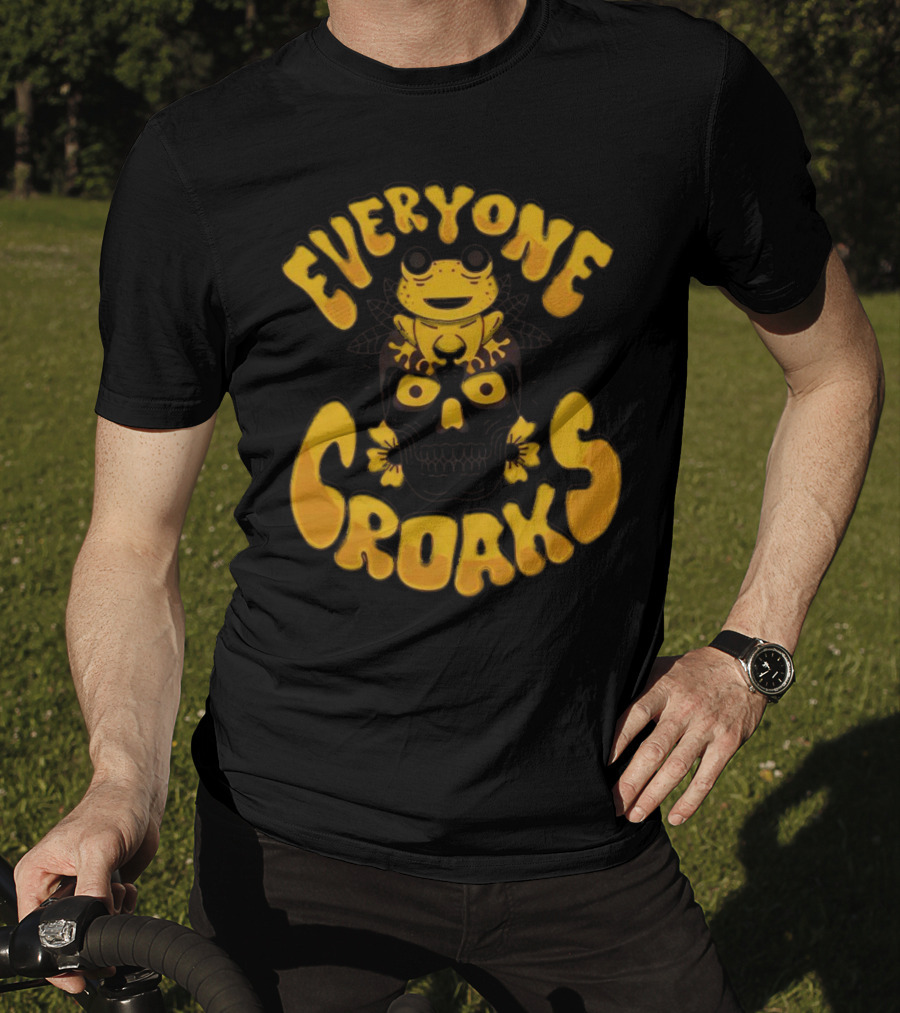 Everyone Croaks Frog On Skull T-Shirt