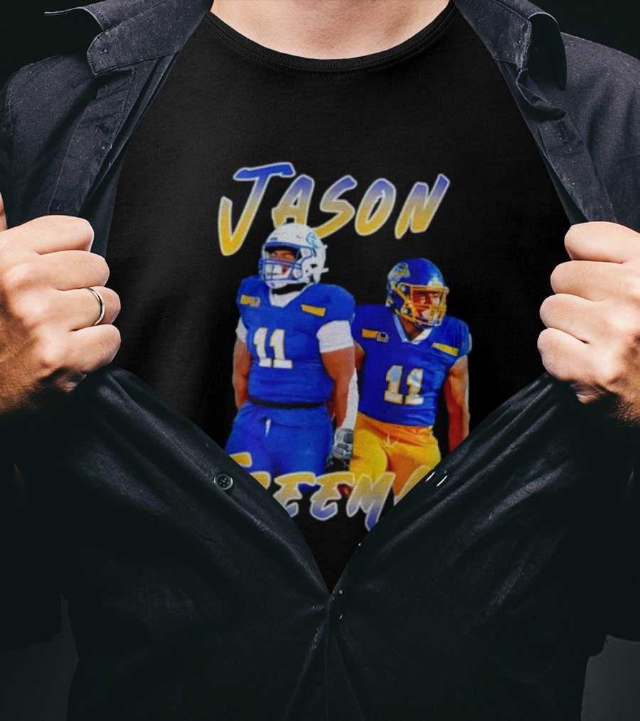 Jason Freeman Football Gameday 11 Blue And Yellow Gear T-Shirt