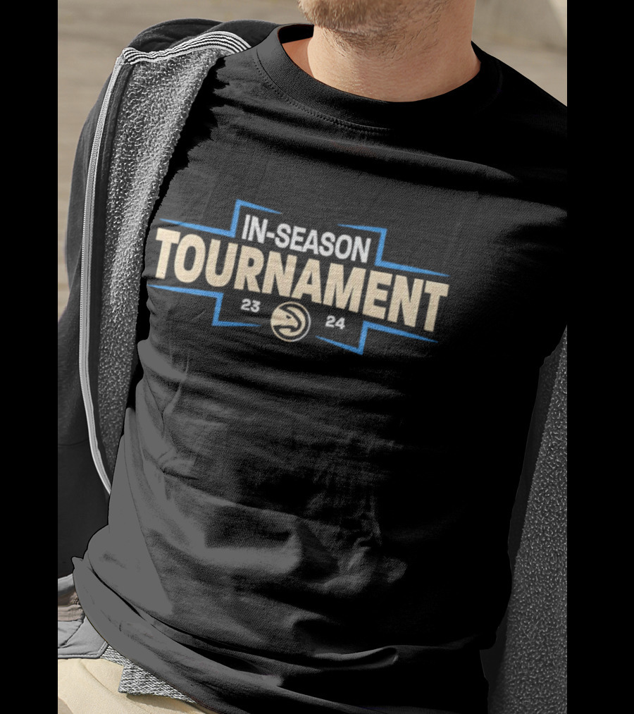 Atlanta Hawks In-Season Tournament 23-24 Bold Text Blue Outline T-Shirt