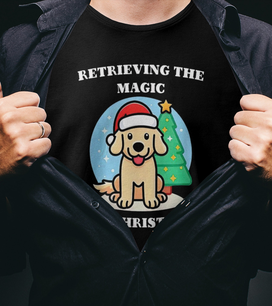 Retrieving The Magic Of Christmas With Santa Dog And Christmas Tree T-Shirt