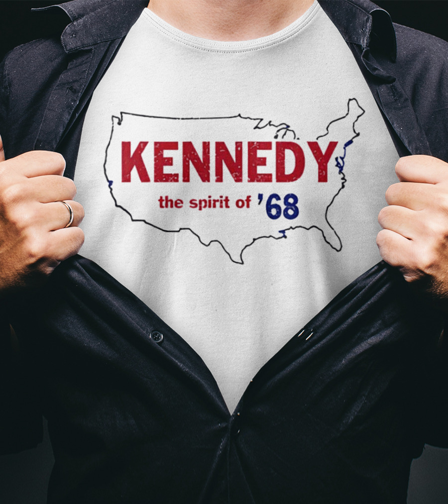 Kennedy The Spirit Of ’68 USA Map Outline T-Shirt