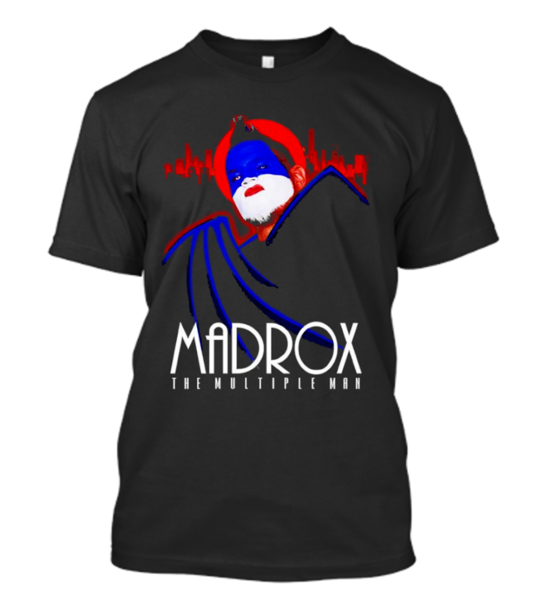Madrox The Multiple Man City Skyline Red Blue Face Paint T-Shirt