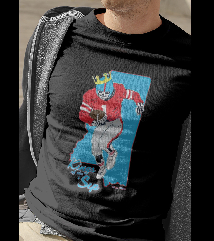 Kings Of The Sip Ole Miss Skeleton Football King T-Shirt
