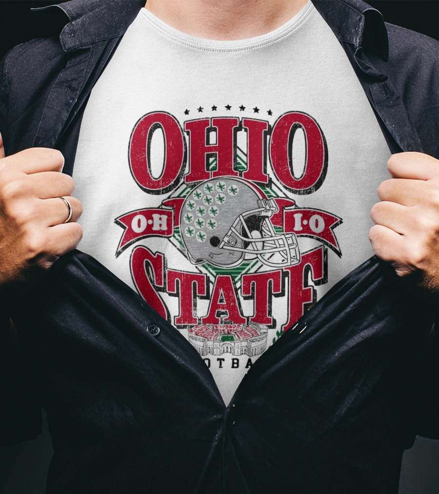 Ohio State Buckeyes Football Helmet Stadium Vintage T-Shirt