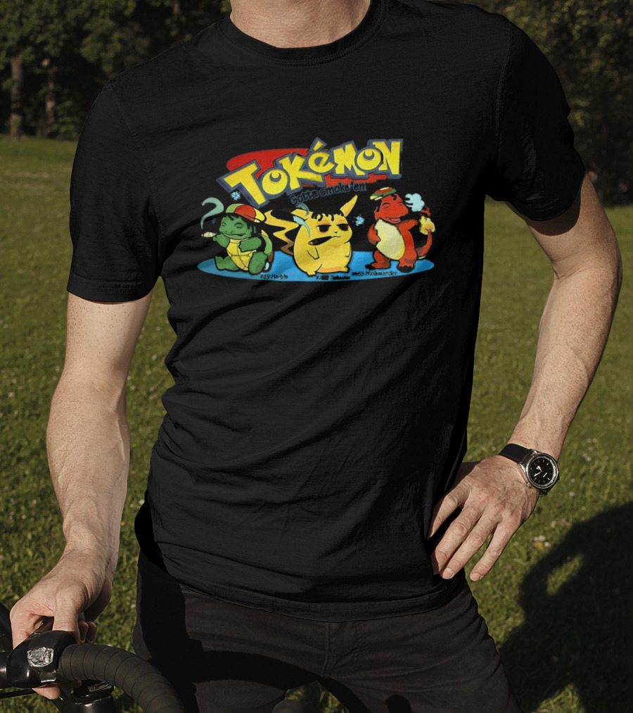 Tokemon Gotta Smoke 'Em All Herbachu Meowth 420 Hashmander T-Shirt