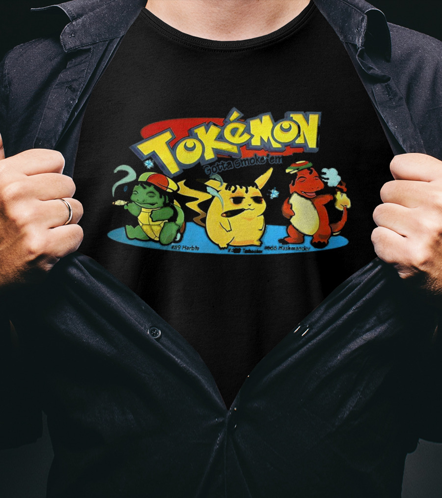 Tokemon Gotta Smoke 'Em All Herbachu Meowth 420 Hashmander T-Shirt