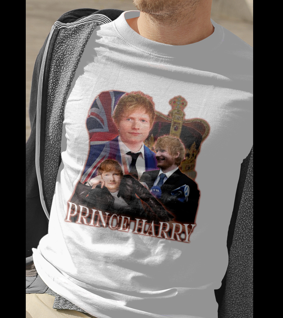 Prince Harry Ed Sheeran Union Jack Crown T-Shirt