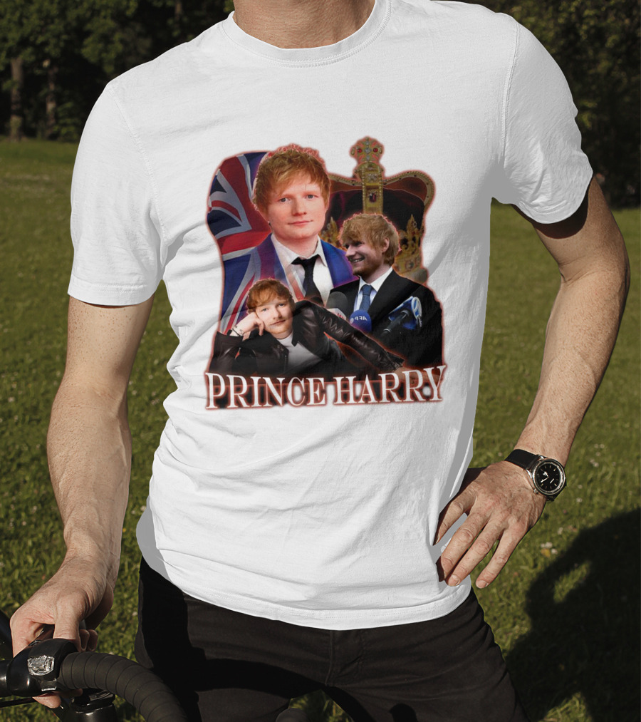 Prince Harry Ed Sheeran Union Jack Crown T-Shirt