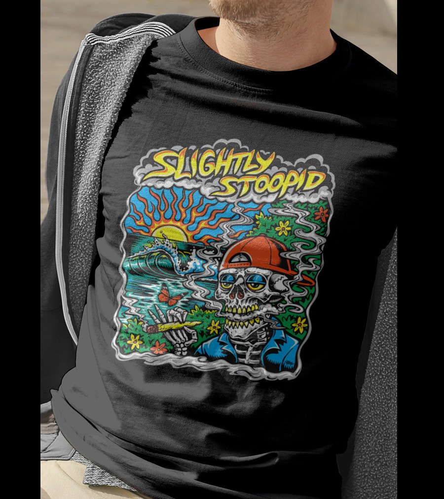 Slightly Stoopid Sun Surf Skeleton Smoke Wake And Bake T-Shirt