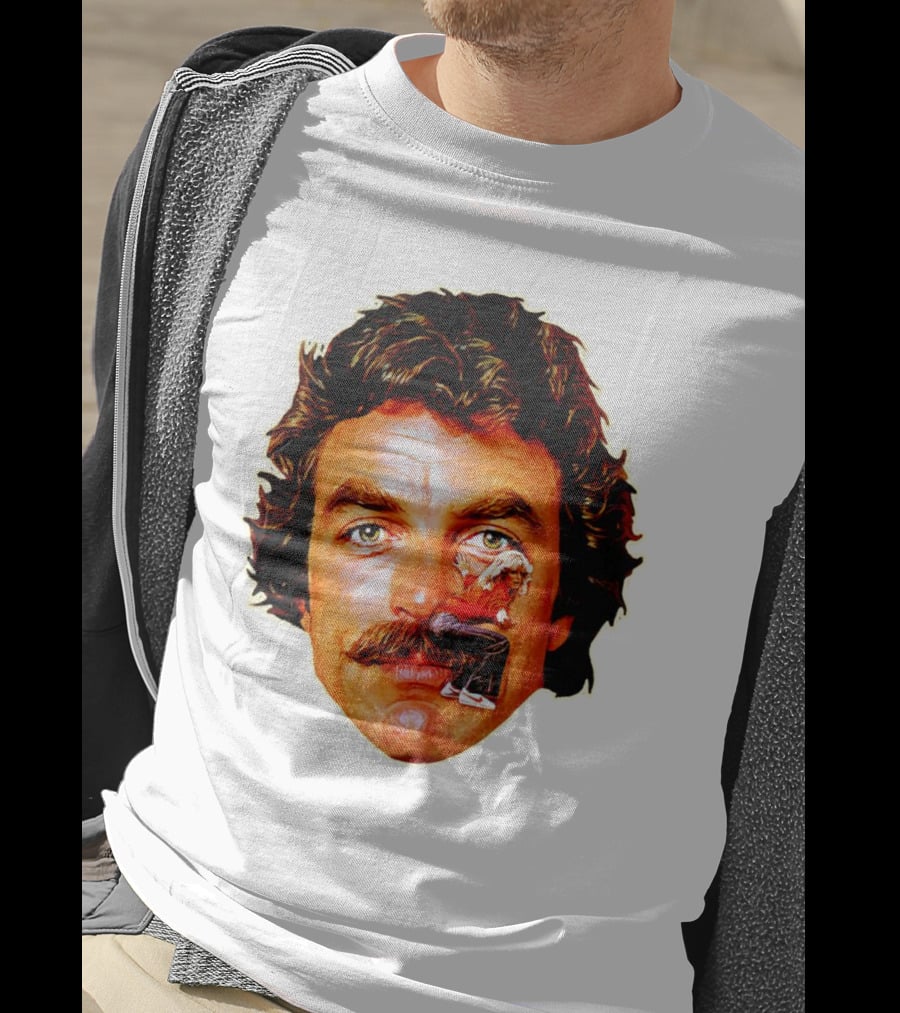 Tom Selleck Mustache Ride Head Portrait With Man T-Shirt