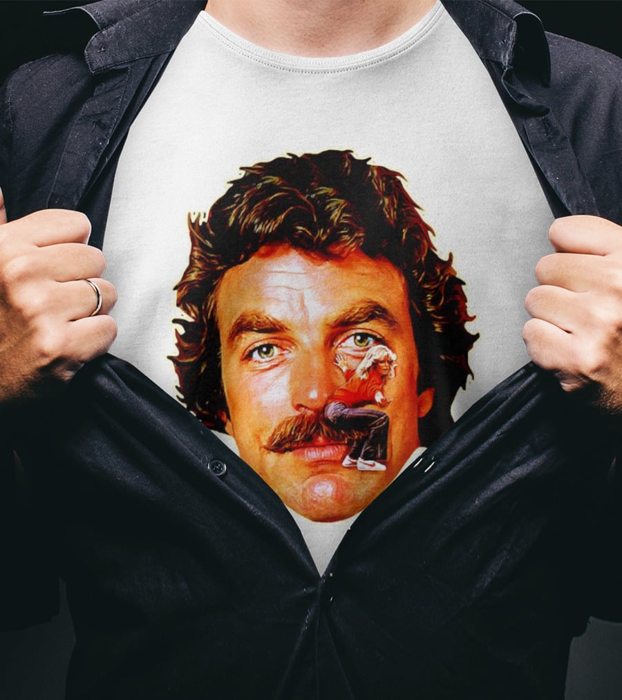Tom Selleck Mustache Ride Head Portrait With Man T-Shirt