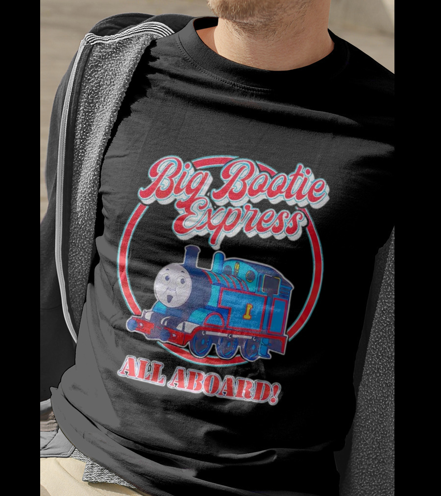 Big Bootie Express All Aboard Train Engine Character T-Shirt