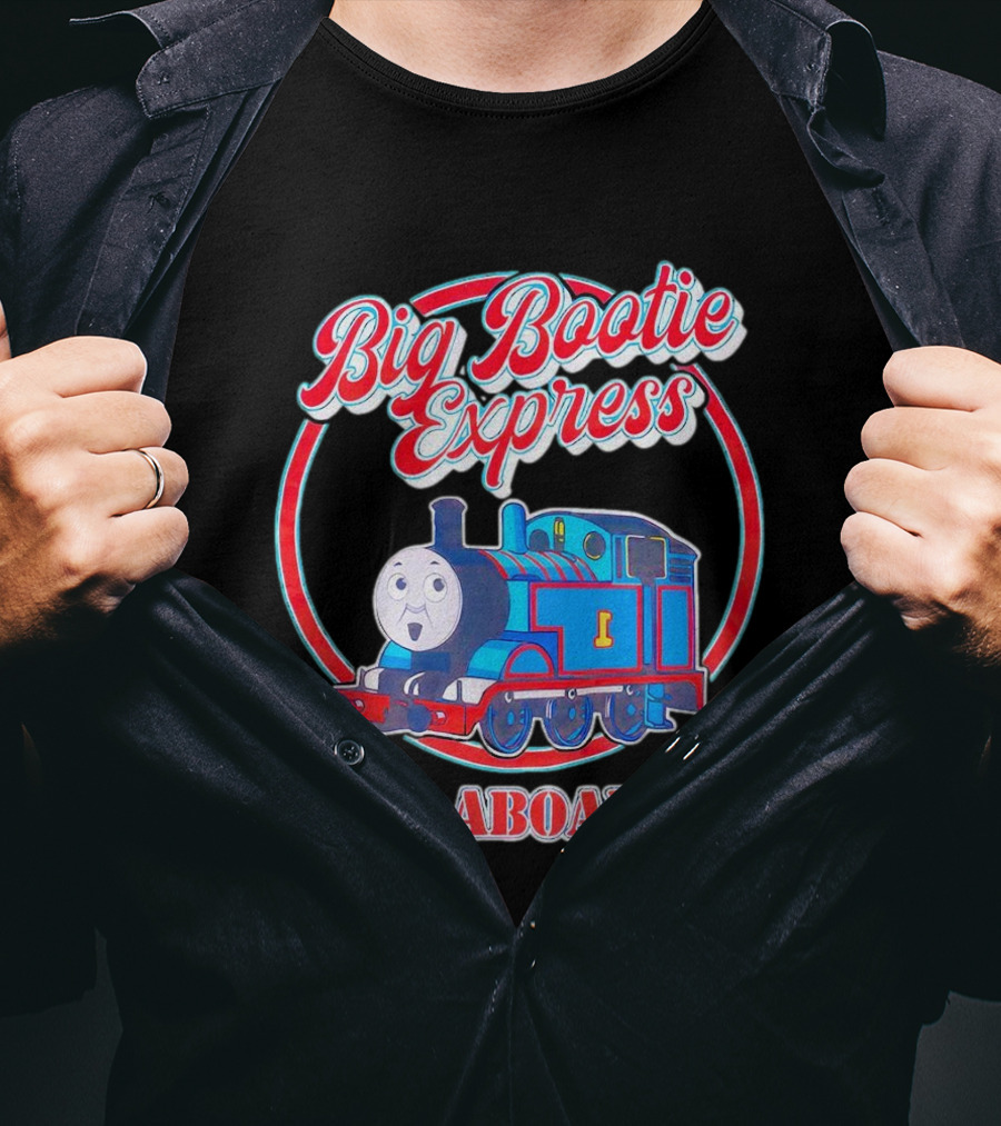 Big Bootie Express All Aboard Train Engine Character T-Shirt