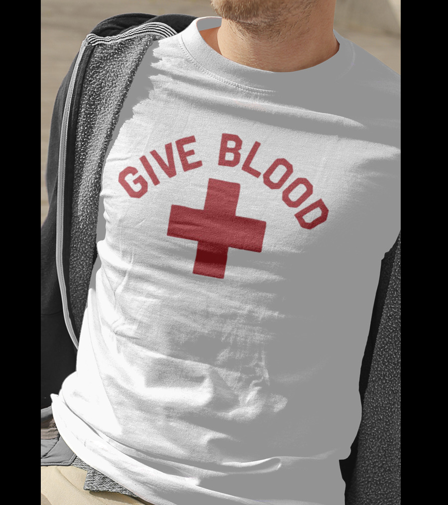 Give Blood Red Cross Text Red T-Shirt