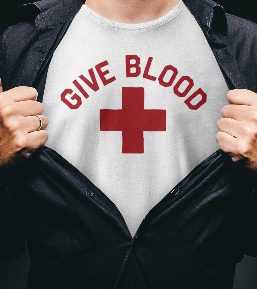Give Blood Red Cross Text Red T-Shirt