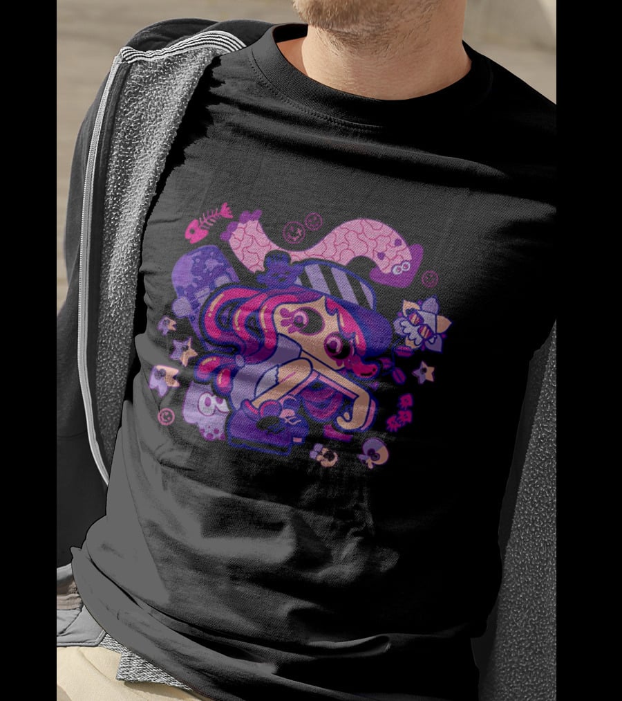 Hotlantis Harmony Splatoon Character Surrounded By Artistic Marine Elements T-Shirt