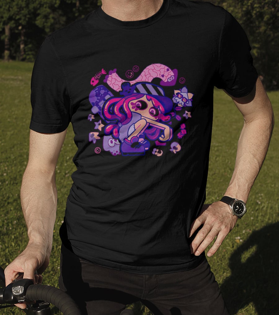 Hotlantis Harmony Splatoon Character Surrounded By Artistic Marine Elements T-Shirt
