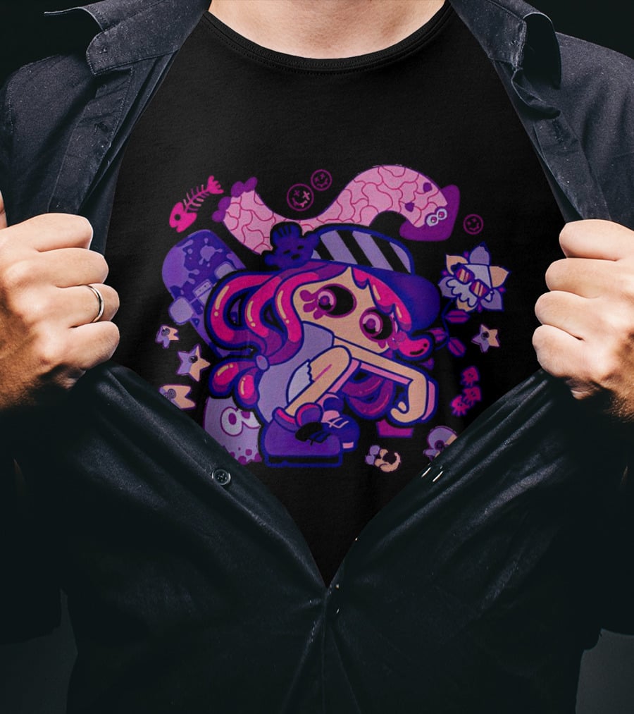 Hotlantis Harmony Splatoon Character Surrounded By Artistic Marine Elements T-Shirt