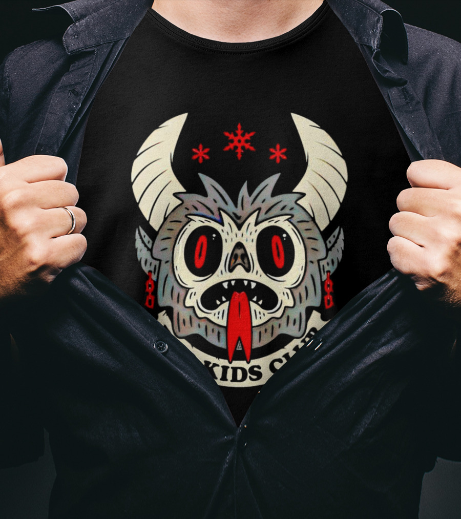 Krampus Bad Kids Club Demon Mask With Horns And Red Eyes T-Shirt