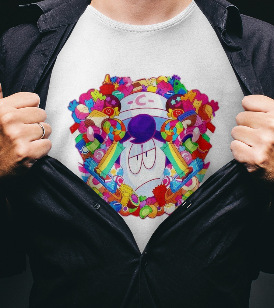 Pelo Overwhelming Sweet Candy Explosion Colorful Sweets Rainbow Lollipops T-Shirt