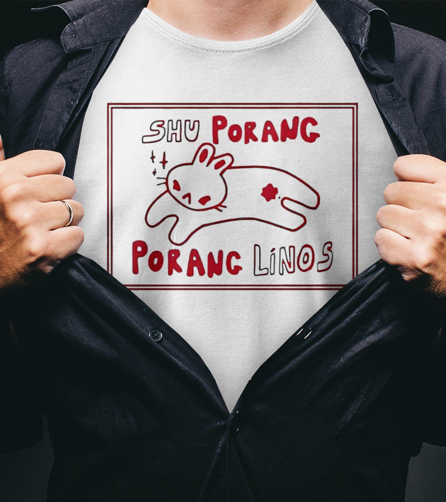 SHU Porang Porang Linos Cat Drawing T-Shirt