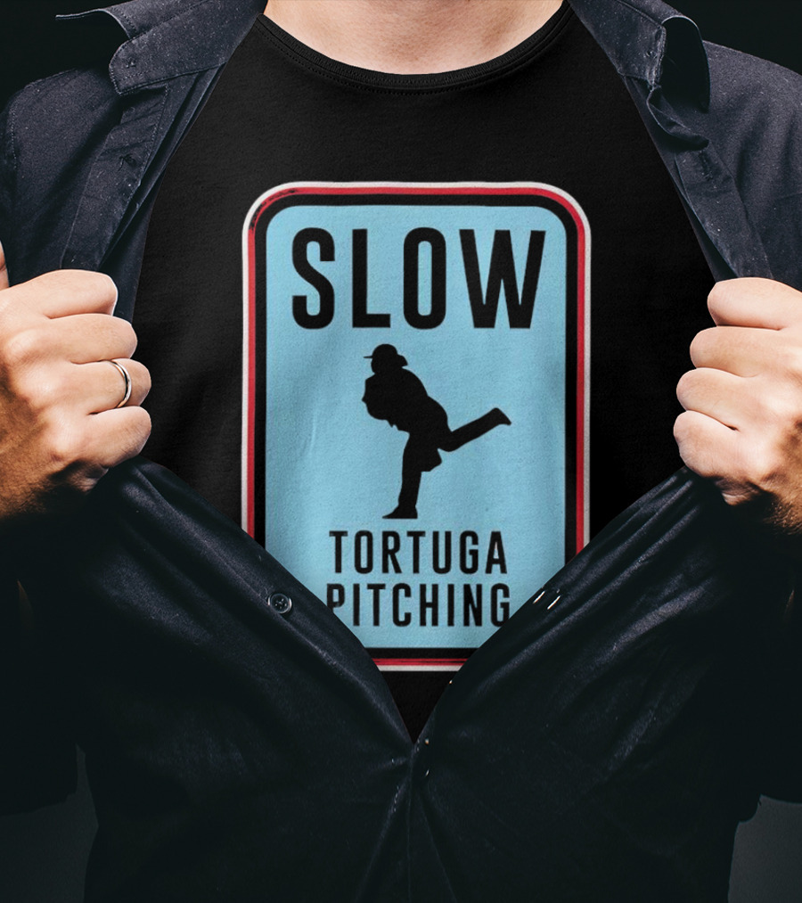 SLOW Tortuga Pitching Sign Baseball T-Shirt
