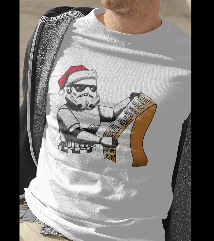 Stormtrooper Santa Naughty Nice List Vader Chewie Holiday Fun T-Shirt