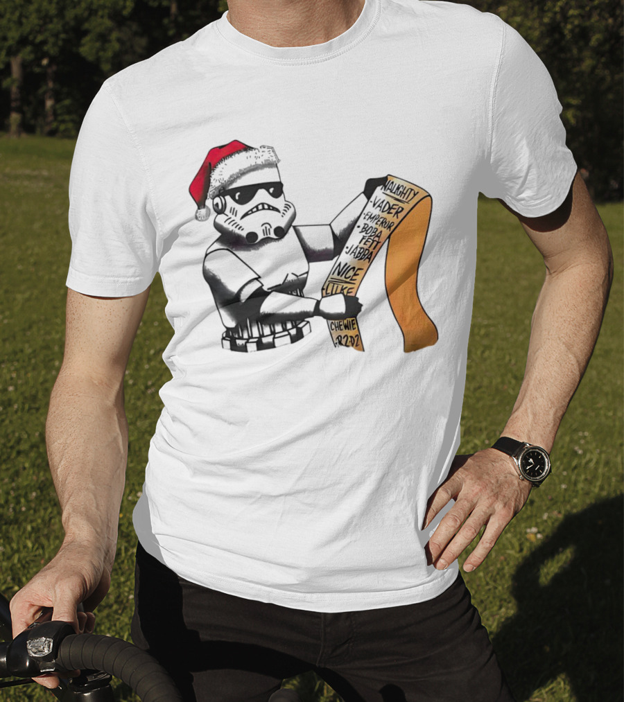 Stormtrooper Santa Naughty Nice List Vader Chewie Holiday Fun T-Shirt