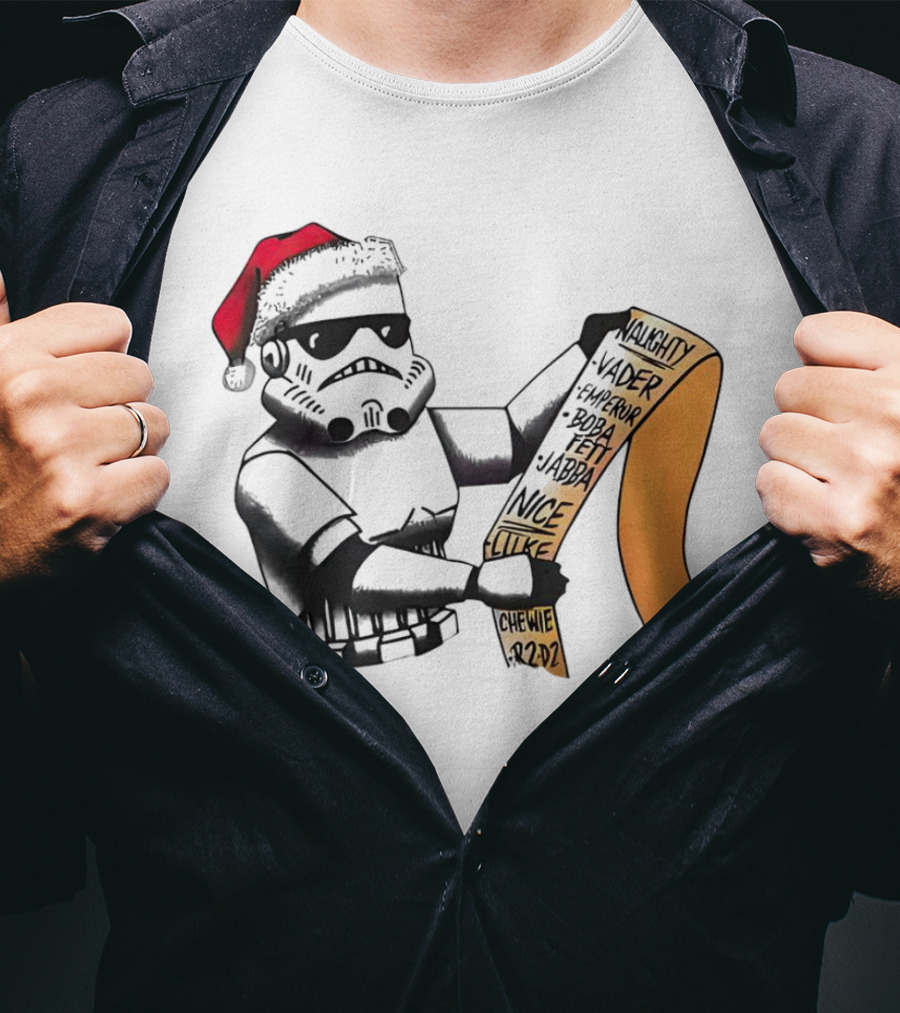 Stormtrooper Santa Naughty Nice List Vader Chewie Holiday Fun T-Shirt