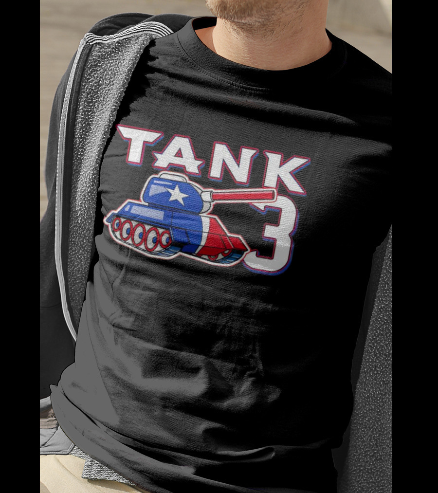 Texas Rangers Tank 3 Patriotic Flag Colors T-Shirt