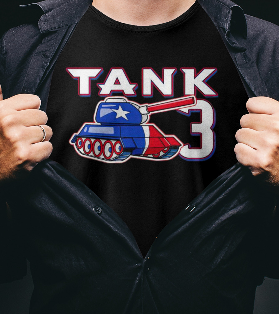 Texas Rangers Tank 3 Patriotic Flag Colors T-Shirt