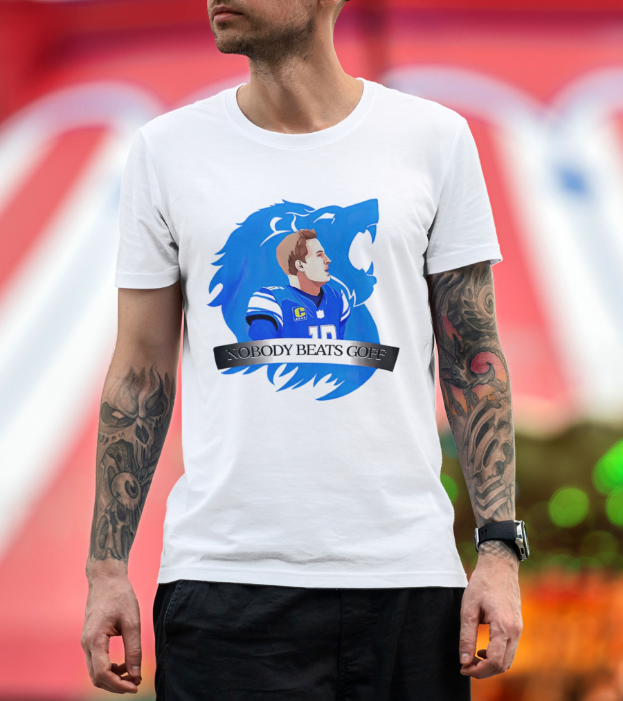 That’s Good Sports Nobody Beats Goff Blue Lion Football Player T-Shirt