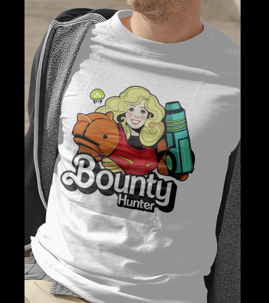 Bounty Hunter Retro Blonde Character With Sci-Fi Armor T-Shirt